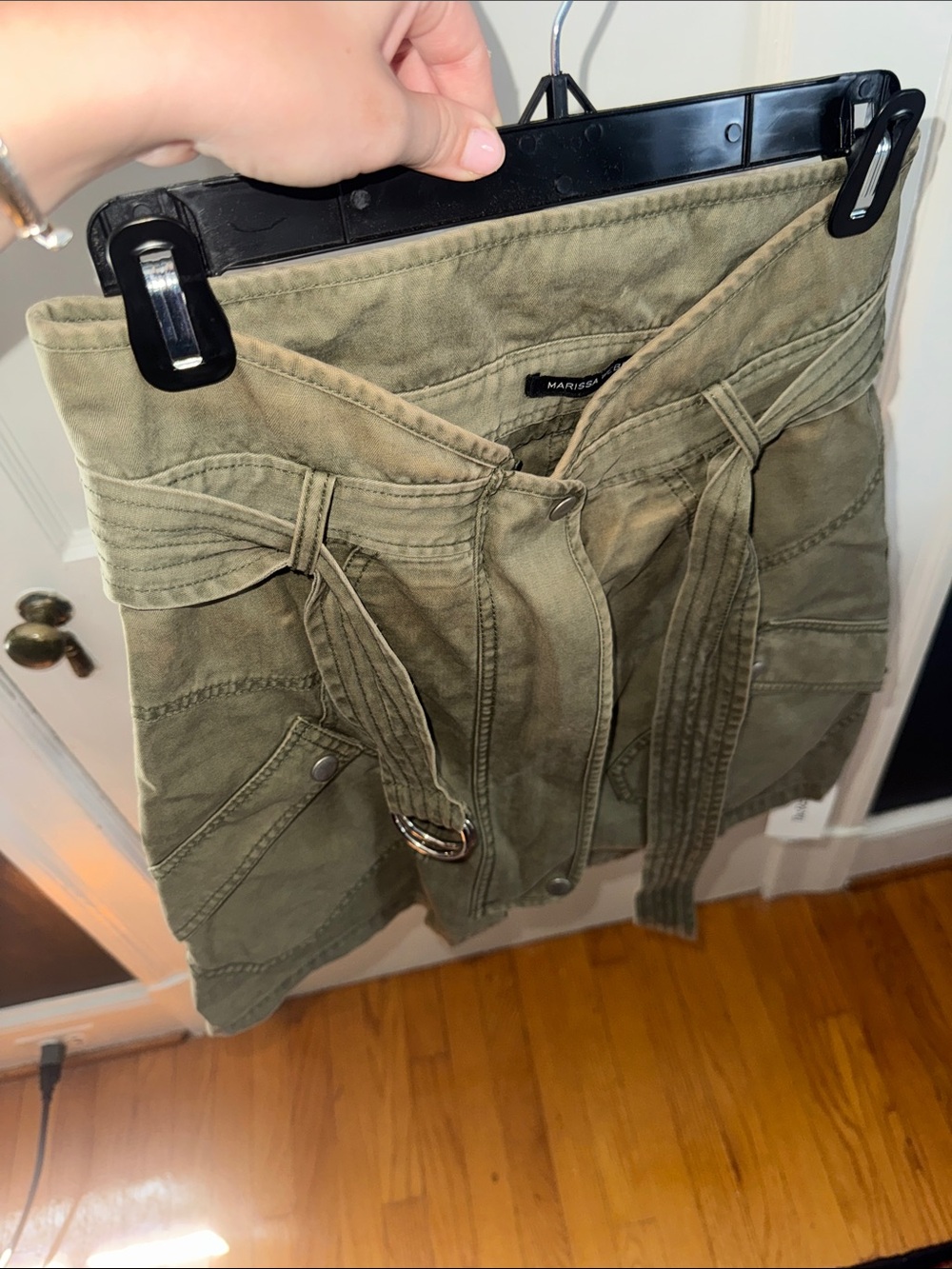 Marissa Webb Olive High-Waist Belted Utility Skirt - Picture 3 of 3